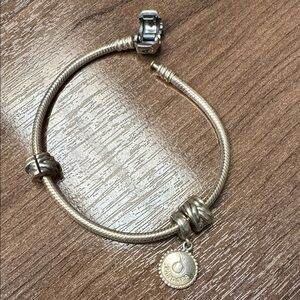 Pandora Silver-tone Charm Bracelet with Logo Disc